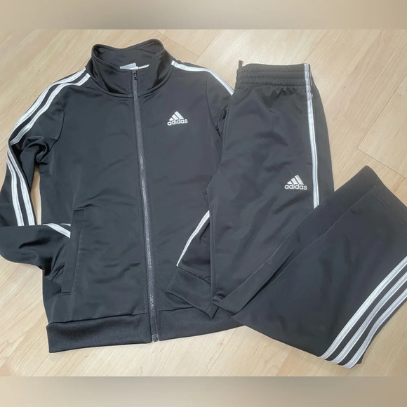Boys Adidas Black/White Track Suit Medium 10/12-Pants & Zip Up Jacket - Picture 9 of 9